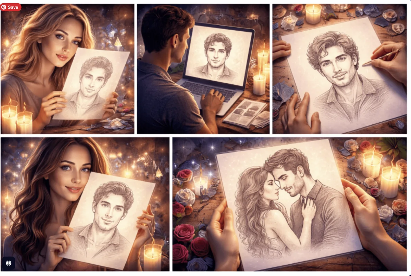 A personalised soulmate sketch revealed by candlelight